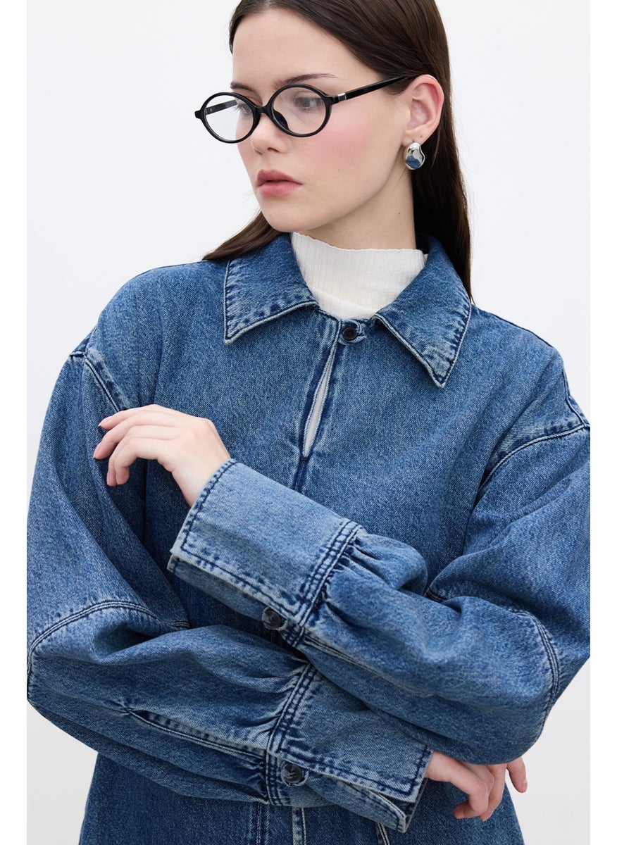 Manuka Wide Cuff Denim Shirt Blue  - Image 4