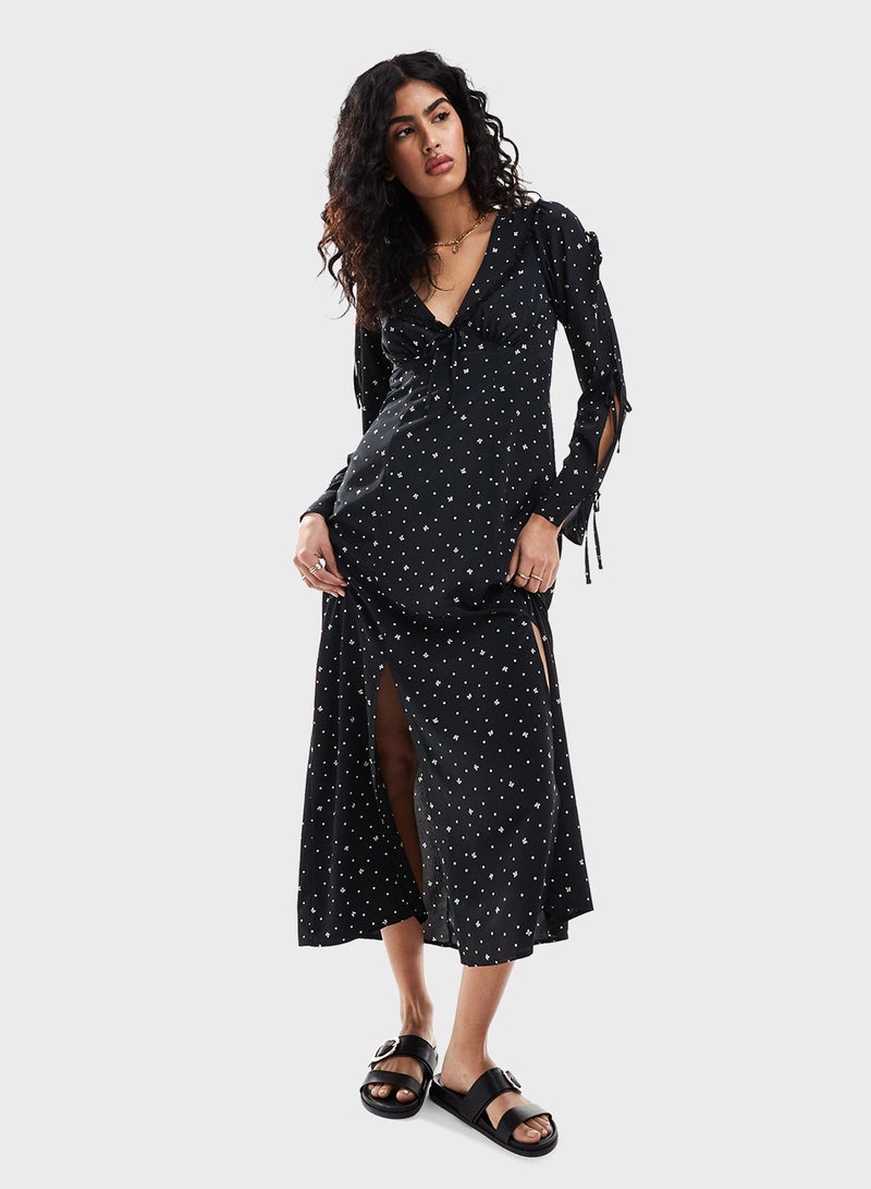 Miss Selfridge Polka Dot Midi Dress - Image 1