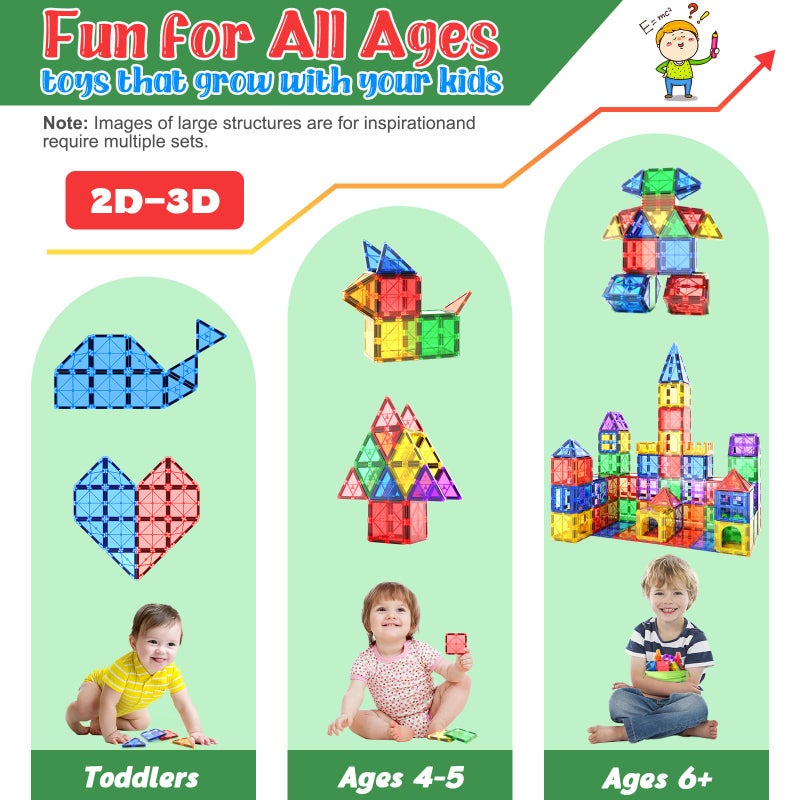 Coodoo Kids Toys Magnetic Tiles Starter Set Classroom Must Haves, Magnetic Blocks for Toddlers Magnet Building Toys Preschool Montessori Learning Games for 3+ Year Old Boys & Girls - Image 3