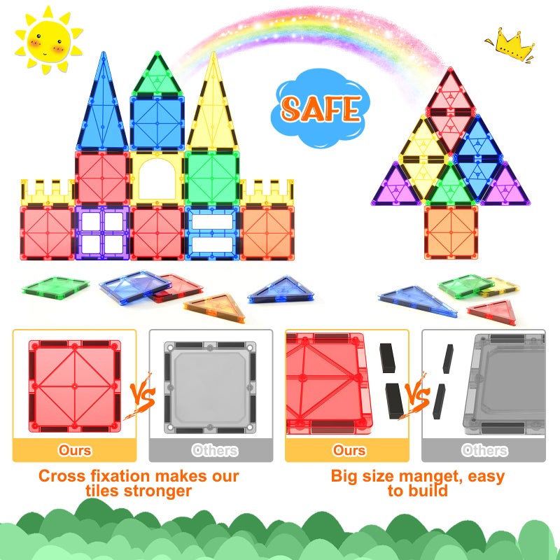 Coodoo Kids Toys Magnetic Tiles Starter Set Classroom Must Haves, Magnetic Blocks for Toddlers Magnet Building Toys Preschool Montessori Learning Games for 3+ Year Old Boys & Girls - Image 2