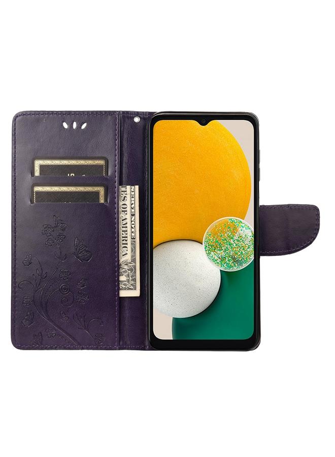 اس-توب جراب لهاتف Samsung Galaxy A14 5G بنمط زهرة الفراشة من الجلد القابل للطي - Image 4