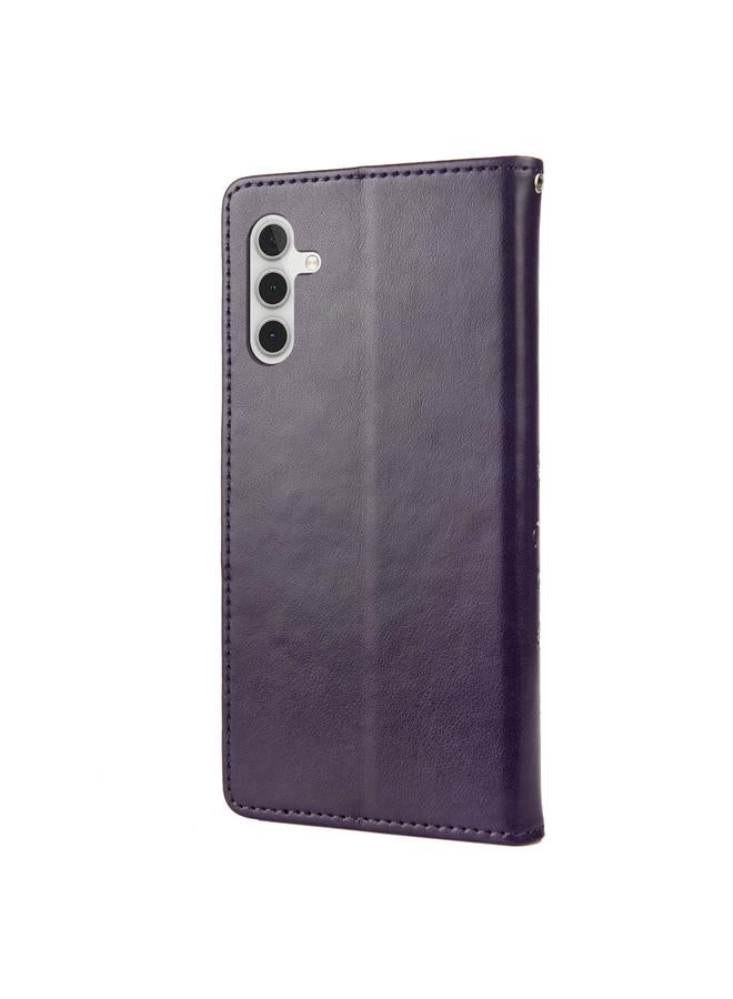 اس-توب جراب لهاتف Samsung Galaxy A14 5G بنمط زهرة الفراشة من الجلد القابل للطي - Image 3