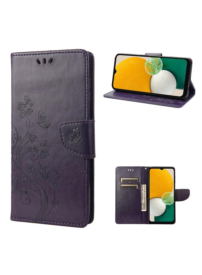 اس-توب جراب لهاتف Samsung Galaxy A14 5G بنمط زهرة الفراشة من الجلد القابل للطي - Image 1