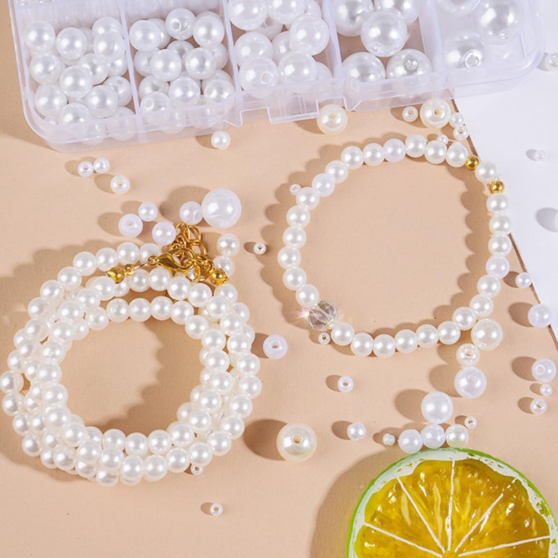 مجموعة حبات اللؤلؤ الأبيض المقلدة لإكسسوارات الشعر ومستلزمات الحرف من الأي بي إس - Image 3