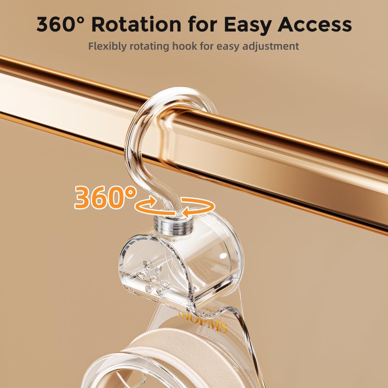 MOPMS Crystal Clear Purse Hanger Closet 3-Piece Set, Luxury Bag Hanger for Closet with 360-Degree Rotation, Heavy-Duty ABS Purse Hooks Holder Handbag Organizer for Saving Space - Image 5