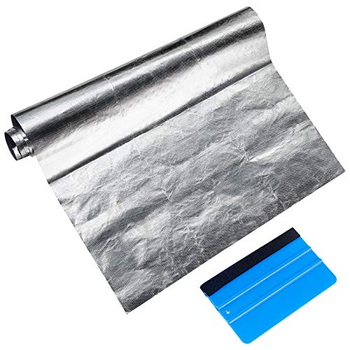Aulufft Aluminum Heat Shield, Aulufft 35 x 47 inch Aluminized Fiberglass Sheet Self-Adhesive Heat Barrier Protection Cover Heat Shielding Mat with 1 Piece Scraper - Image 1