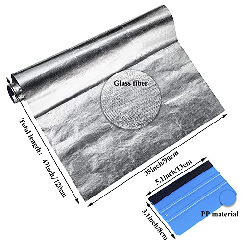 Aulufft Aluminum Heat Shield, Aulufft 35 x 47 inch Aluminized Fiberglass Sheet Self-Adhesive Heat Barrier Protection Cover Heat Shielding Mat with 1 Piece Scraper - Image 4