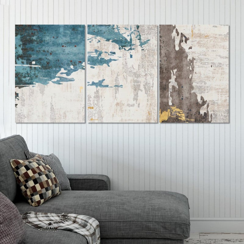 ماركتنا ثلاث لوحات قماشية مودرن بتصميم تجريدي مع برواز مجوف مقاس (120×60) ثلاث قطع - Image 1