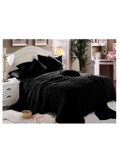 Comfy COMFY SET OF 6 PC FAUX FUR SOFT & FLUFFY PREMIUM COMFORTER SET BLACK  - Image 1