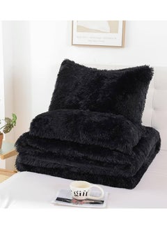 Comfy COMFY SET OF 6 PC FAUX FUR SOFT & FLUFFY PREMIUM COMFORTER SET BLACK  - Image 2