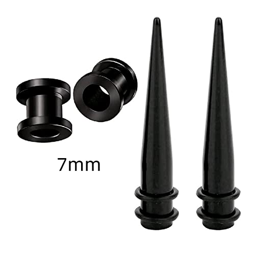 FANBODTA Stainless Steel Ear Gauge Taper Stretching and Single Flare Plugs Flesh Tunnel Kit (1G - 7mm) 2 Steel Tapers & 2 Steel Tunnels (4 Pieces) Tunnels Ear Stretching Kit Gauges Gauging Plugs - Image 4