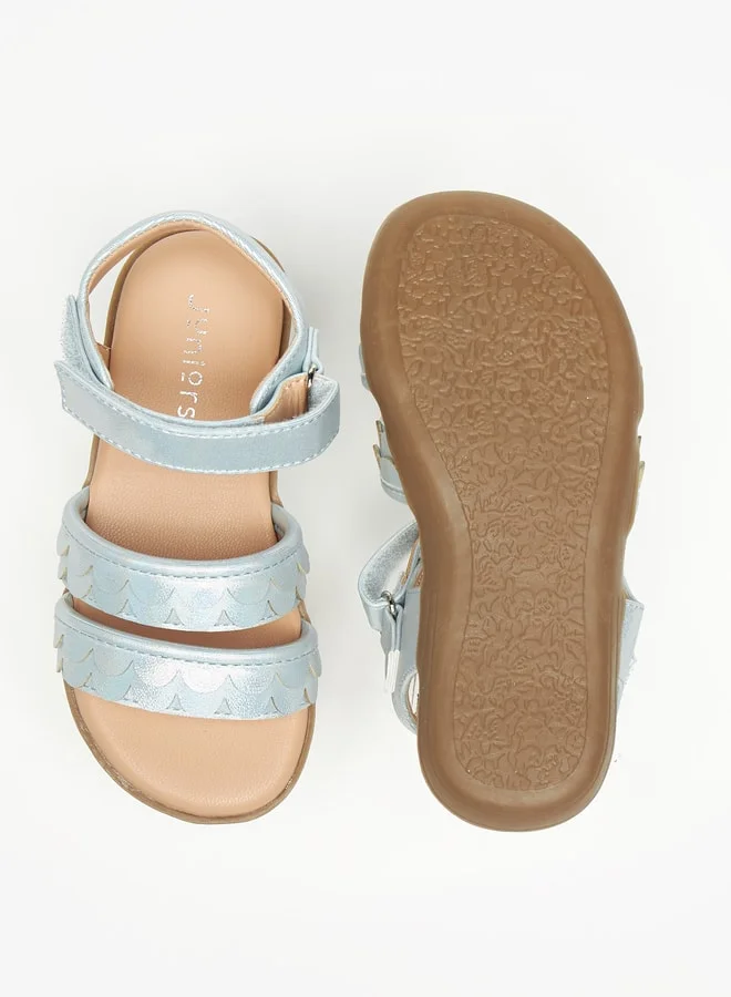 JUNIORS Girls Wave Textured Sandals With Hook And Loop Closure