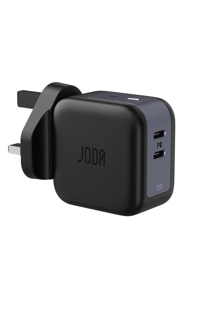 جودا اليابانية شاحن جداري بقوة 50 واط بمنفذين تايب سي - اسود - Image 1