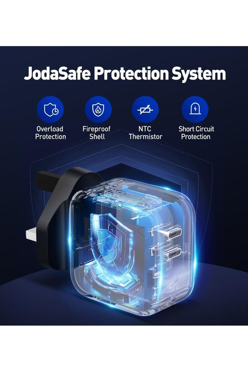 جودا اليابانية شاحن جداري بقوة 50 واط بمنفذين تايب سي - اسود - Image 4