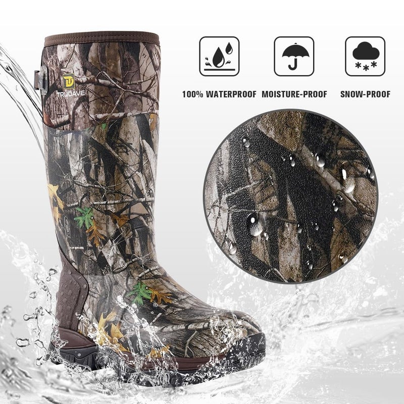 Trudave Hunting Boots for Men - 6mm Neoprene Camo Insulated And Waterproof Rubber Boots with Steel Shank - Image 4