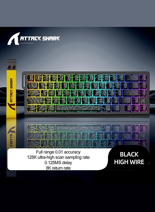 Attack Shark X68 HE Rapid Trigger Mechanical Gaming Keyboard 60% Wired with Adjustable Actuation,Hall Effect Magnetic Switch,8KHz Polling Rate,RGB Backlit,Top Mount,Side Printed Keycap(Black Contour) - Image 4