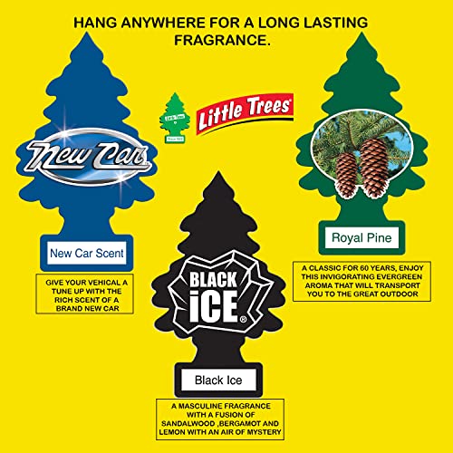 Little Trees Car Air Freshener Combo | Hanging | New Car Scent | Royal Pine | Black Ice | Combo (Pack of 3) - Image 1