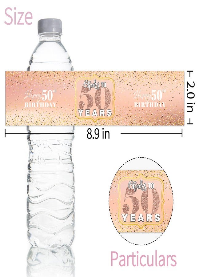 Maicaiffe Happy 50th Birthday Water Bottle Stickers, 50 Years Old Birthday Water Bottle Label, Happy Birthday Party Decorations, Cheers to 50 Years Party Stickers Supplies 32 Stickers Rose Gold - Image 3