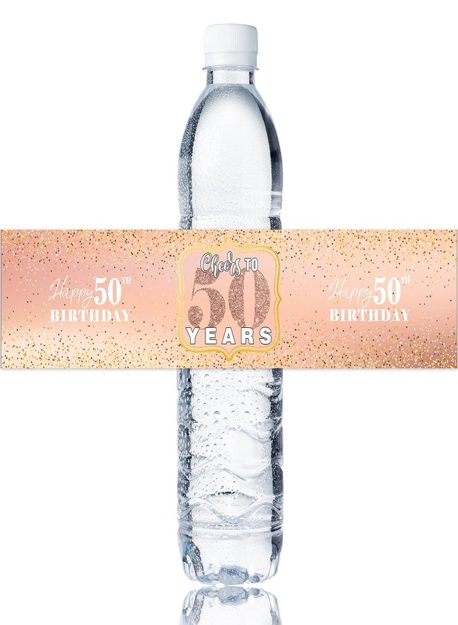 Maicaiffe Happy 50th Birthday Water Bottle Stickers, 50 Years Old Birthday Water Bottle Label, Happy Birthday Party Decorations, Cheers to 50 Years Party Stickers Supplies 32 Stickers Rose Gold - Image 1