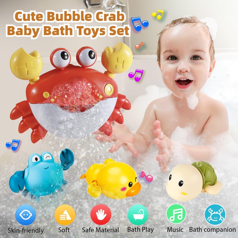 VConejo Baby Bath Toys for Toddlers, Crab Bath Bubble Maker with 12 Songs, 3 Pack Wind-up Pool Toys for Kid, Bathtub Toys As Birthday Gift for Boys Girls - Image 4