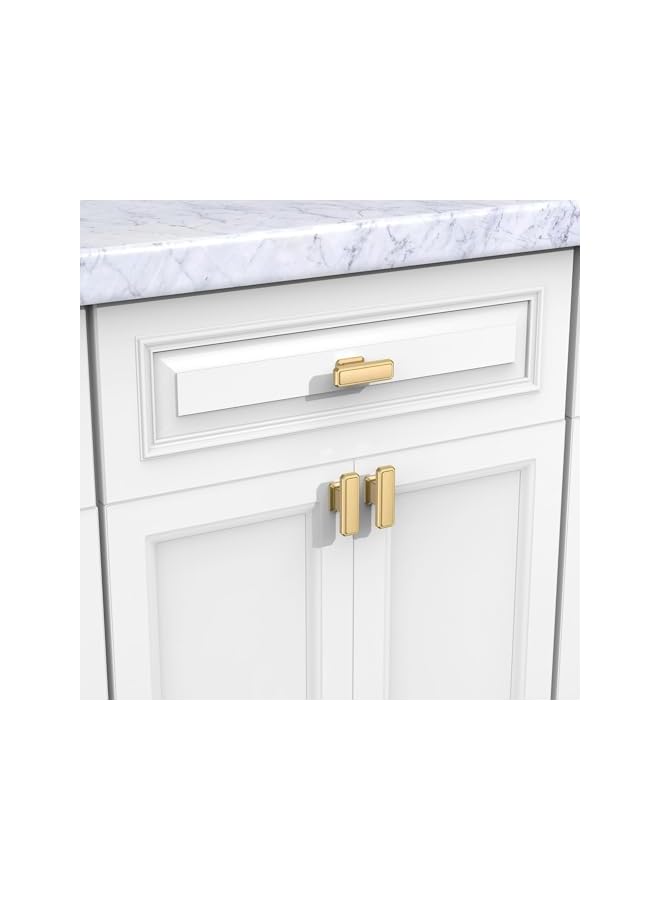 PROMASS 2 Pack Stepped Kitchen Cabinet Knobs, Heavy Duty Brushed Kitchen Cabinet Hardware for Bathroom Cupboard Drawer Knobs Dresser Knobs (Golden, One size) - Image 2