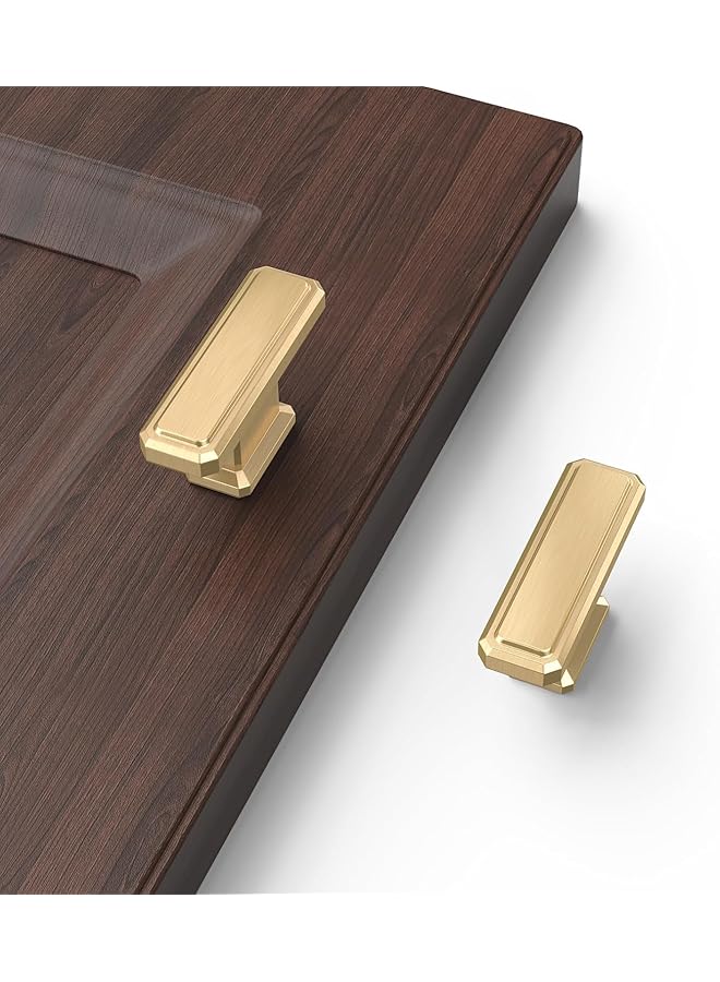 PROMASS 2 Pack Stepped Kitchen Cabinet Knobs, Heavy Duty Brushed Kitchen Cabinet Hardware for Bathroom Cupboard Drawer Knobs Dresser Knobs (Golden, One size) - Image 1