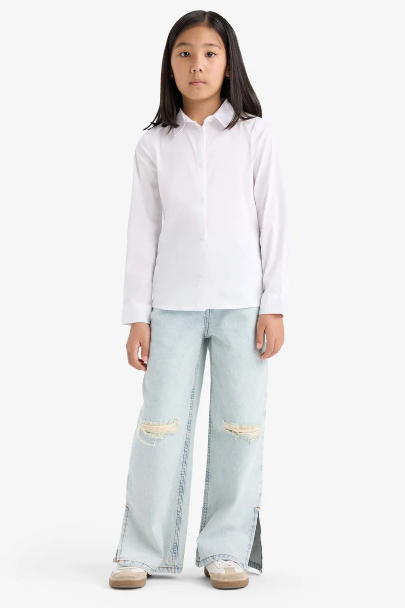 Defacto Girl Slim Fit Bengalin Long Sleeve Shirt