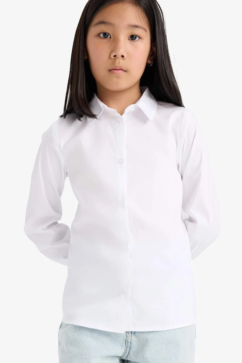 Defacto Girl Slim Fit Bengalin Long Sleeve Shirt