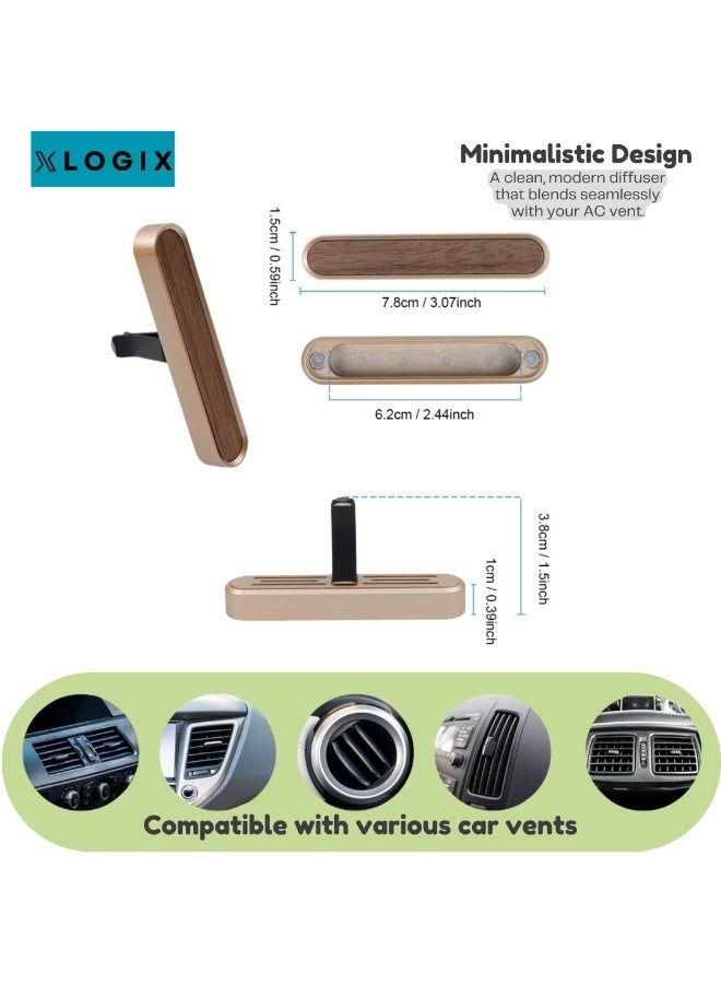 XLOGIX Car Air Freshener for AC Vent – Premium Essential Oil Diffuser with Refillable Scent Sticks, Long-Lasting Aroma, Elegant Metal & Wood Design, Perfect Gift for Men & Car Lovers - Image 4