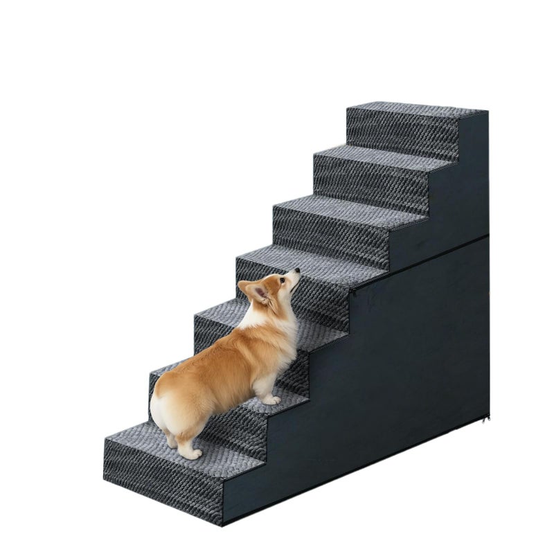 Casusv 31" H Dog Stairs for Small and Medium Dogs 7-Step Ramps for High Beds and Couch Non-Slip Extra Wide Pet Stairs for Old Dogs and Puppy and Cat - Stable & Durable with Machine Washable Cover Indoor - Image 1