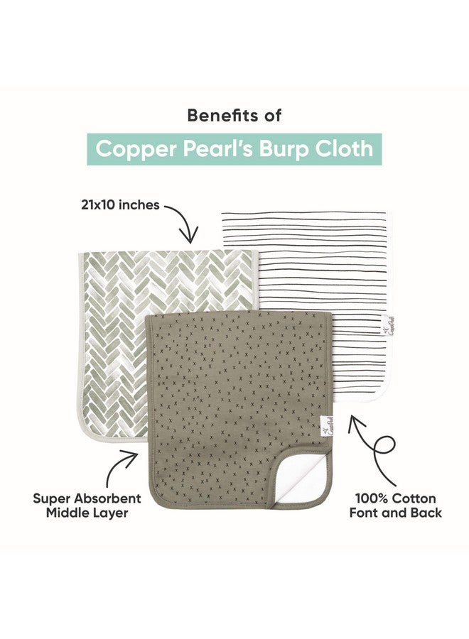 Copper Pearl Premium Baby Burp Cloths - 3-Pack Large Cotton Burp Cloths, Extra Soft Spit Up Rags with 3 Absorbent Layers, Perfect for Baby Girl Gifts (21" x 10" Size, Enchanted Set) - Image 1