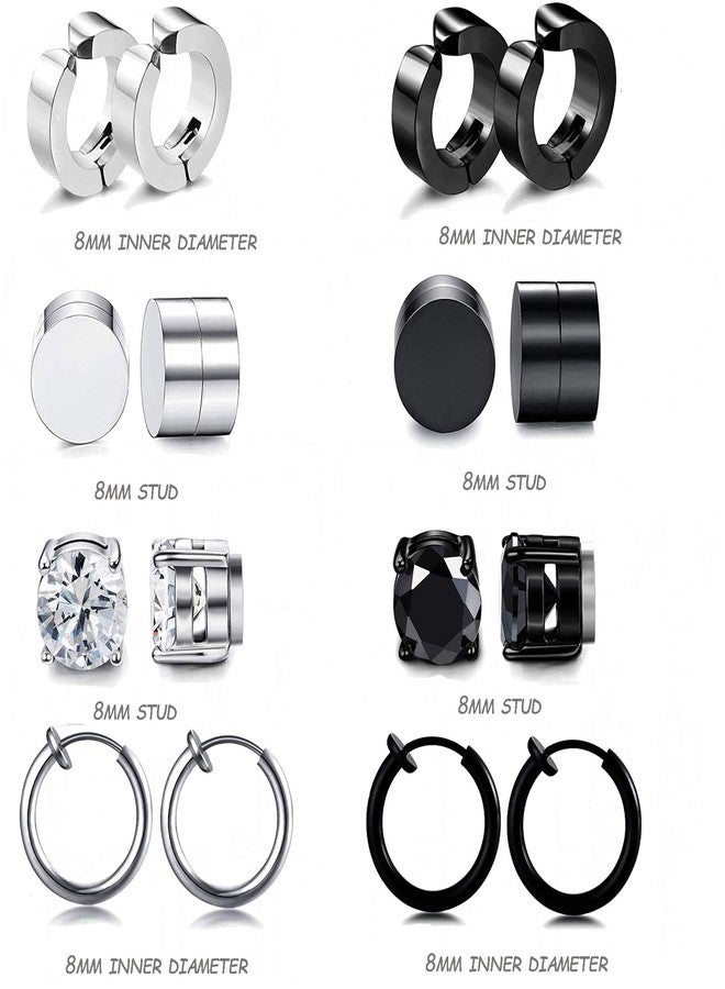 WAINIS 12 Pairs Stainless Steel Non Pierced Earrings for Men Women Magnet CZ Clip on Feather Dangle Earrings Set 8mm - Image 2
