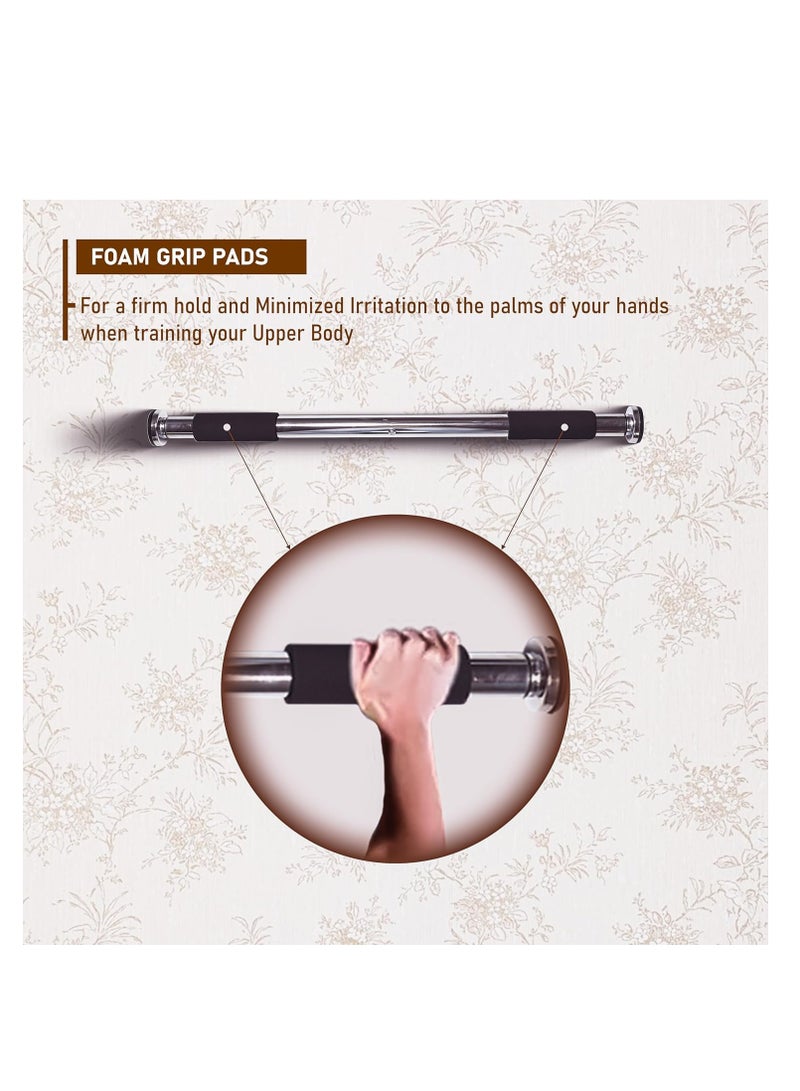 بلا نهاية شريط سحب قابل للتعديل من الفولاذ المقاوم للصدأ لمدخل المنزل | لتقوية التمارين في المنزل أو صالة الألعاب الرياضية مع قبضة وسادة مضادة للانزلاق | التمرين واللياقة البدنية | للجنسين - Image 4