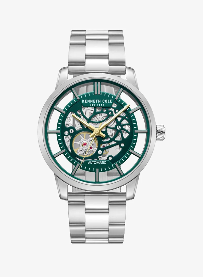 Kenneth Cole New York Kenneth Cole New York 44.5mm Automatic Men's Watch with Green Dial & Stainless Steel Bracelet
