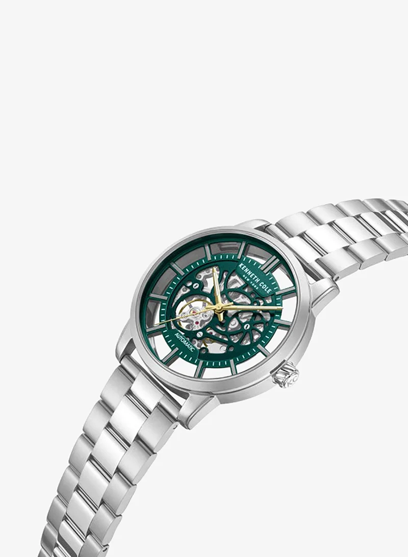 Kenneth Cole New York Kenneth Cole New York 44.5mm Automatic Men's Watch with Green Dial & Stainless Steel Bracelet