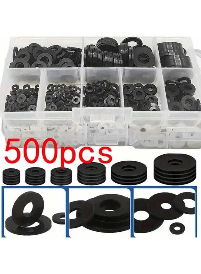 500pcs Black Nylon Flat Washer Seals Leak Proof Gaskets For Faucet Repair Plumbing - Image 2