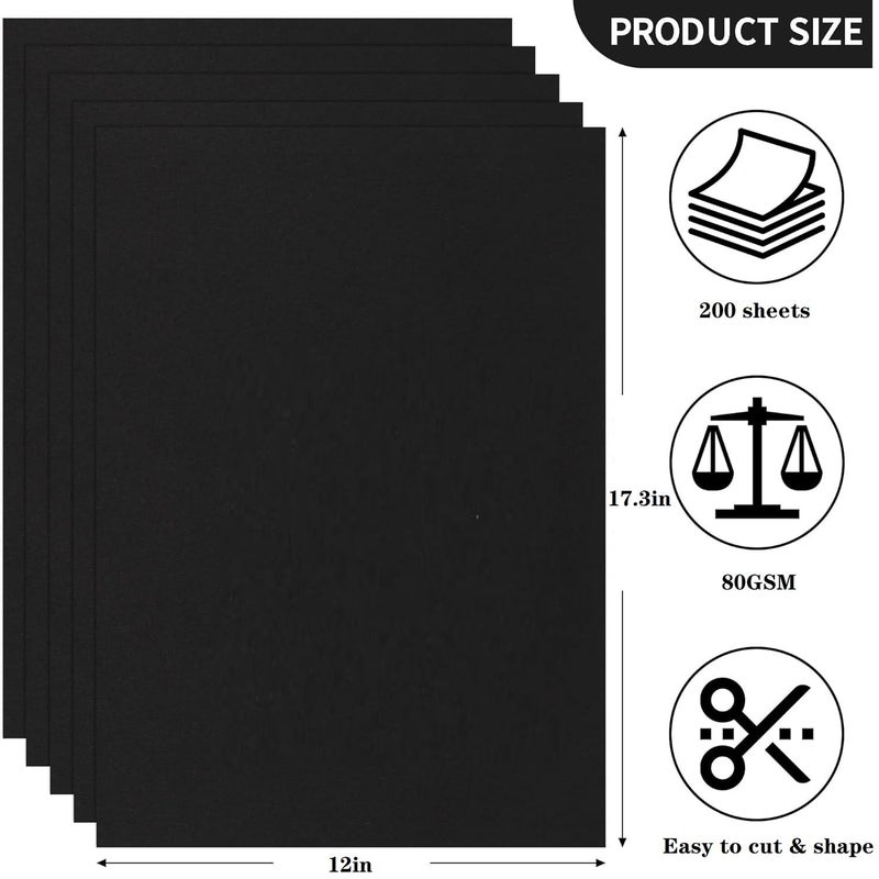U HOMOVING 200 Sheets Black Kraft Paper for Wrapping Gifts Bouquet 12â€x 17â€Construction Paper for Art Craft Drawing Supplies Kraft Sheets for Packing Moving Shipping - Image 2