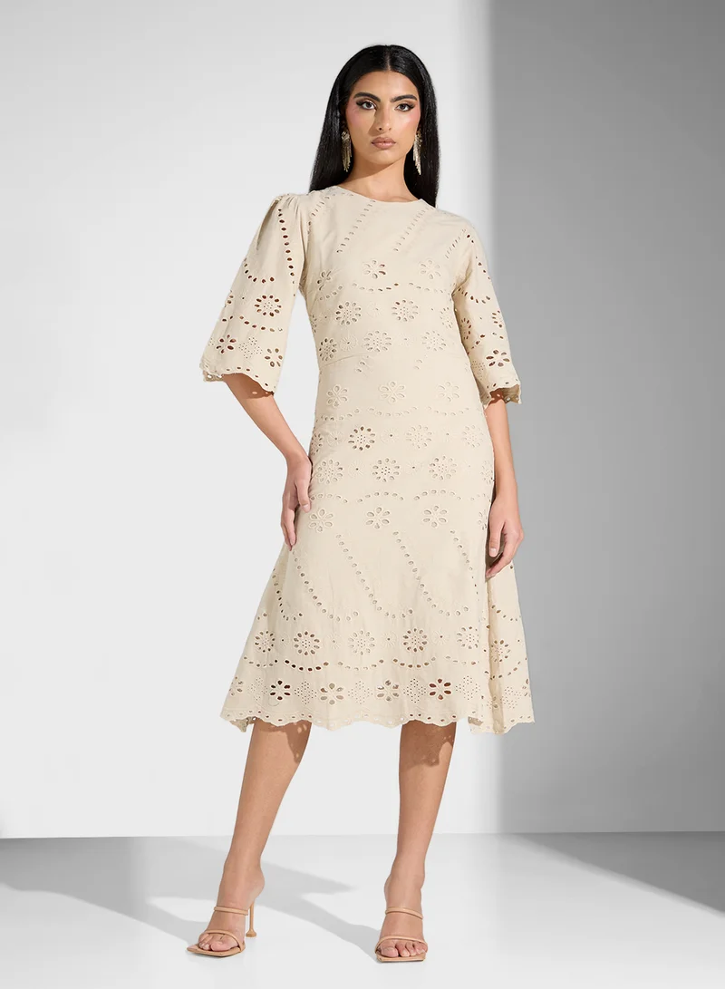 SINOIR Floral Eyelet Dress