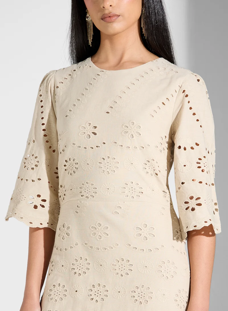 SINOIR Floral Eyelet Dress