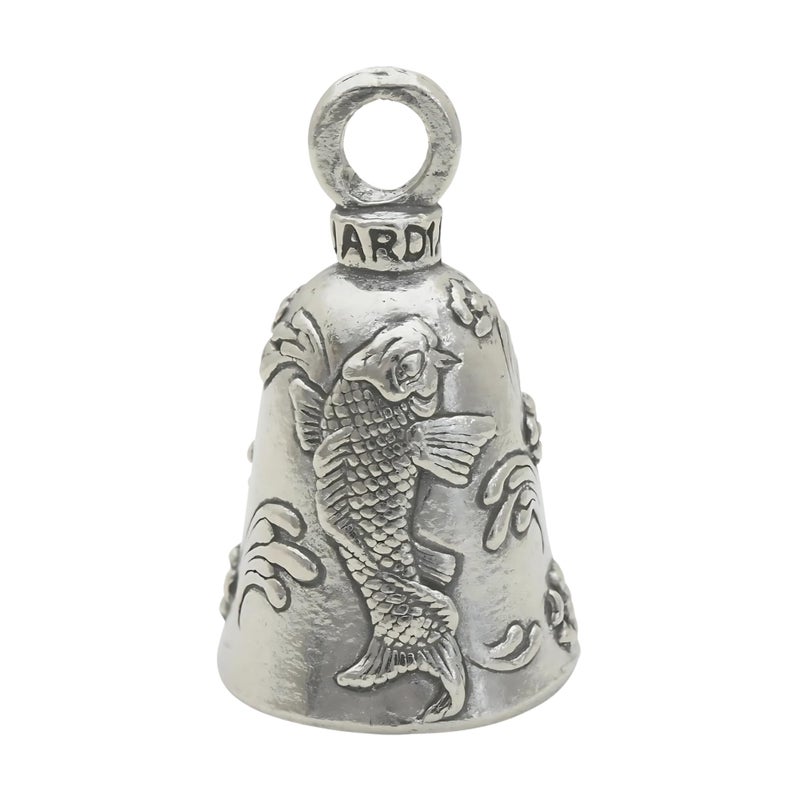 Guardian Bell Guardian Bell Japanese Koi Good Luck Bell wKeyring  Black Velvet Gift Bag  Motorcycle Bell  LeadFree Pewter  Made in USA 