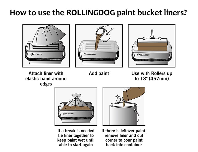 ROLLINGDOG Exclusive Paint Bucket Liners - for Use with ROLLINGDOG 18 Inch Paint Roller Kit (Pack of 5) - Image 5