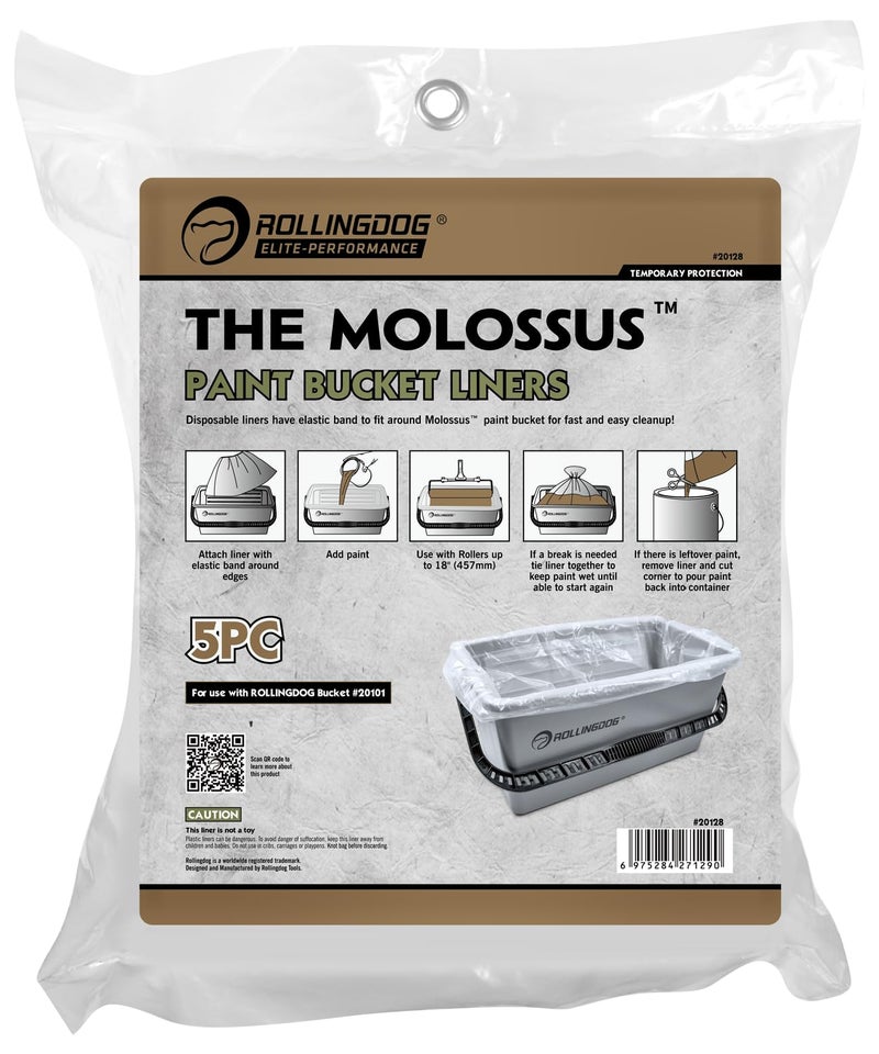 ROLLINGDOG Exclusive Paint Bucket Liners - for Use with ROLLINGDOG 18 Inch Paint Roller Kit (Pack of 5) - Image 1