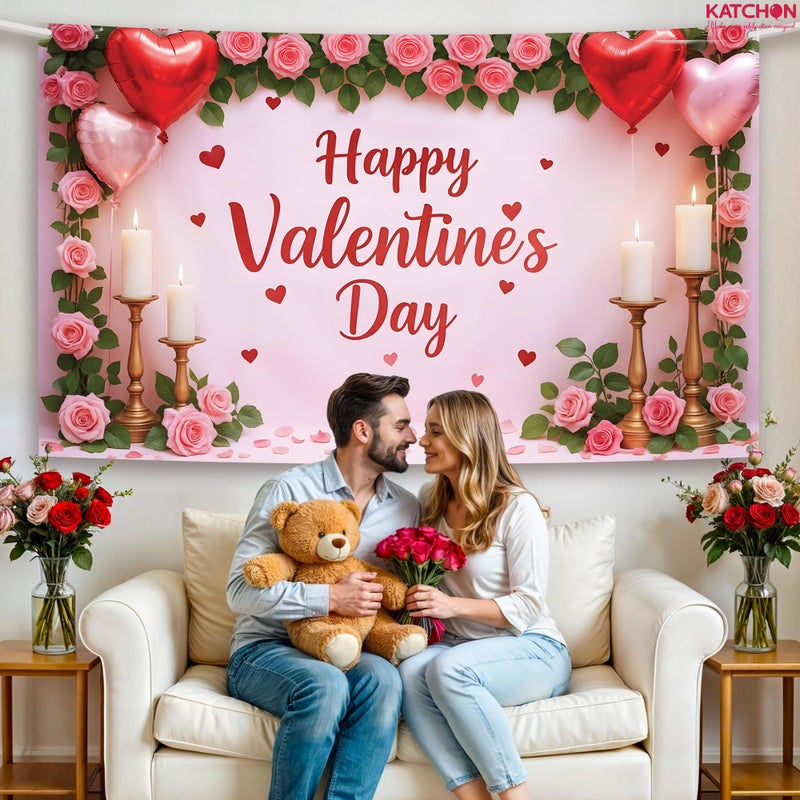 KatchOn, Happy Valentines Day Backdrop - XtraLarge, 72x44 Inch | Pink and Red Valentines Backdrop for Valentines Day Decorations | Happy Valentines Day Sign | Valentines Day Banner, Valentines DÃ©cor - Image 4