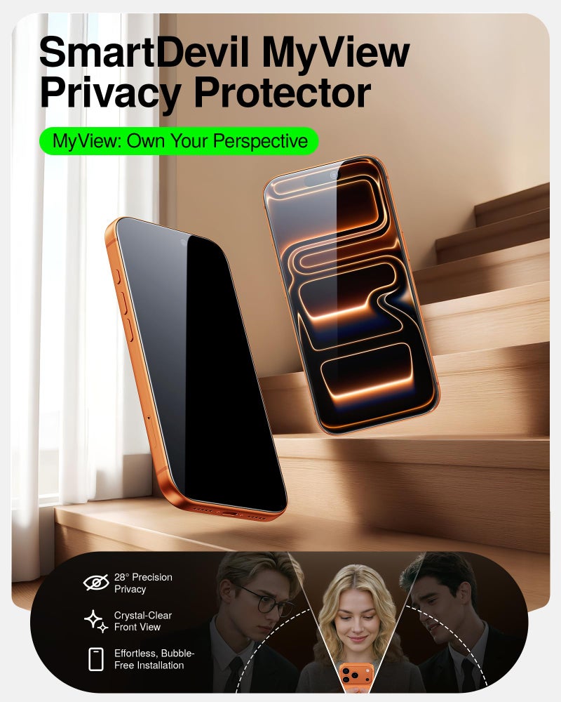 سمارت ديفل SMARTDEVIL 2 Pack MyView Privacy for iPhone 17 Pro Max Screen Protector - Image 2