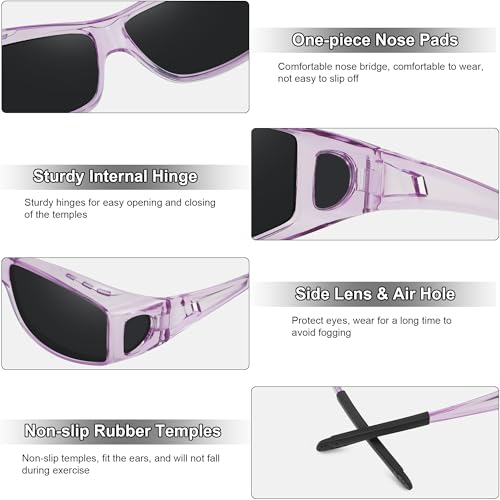 MEETSUN Fit Over Glasses Sunglasses for Men Women,Wrap Around Sunglasses Polarized UV400 Protection (Z1)-Clear Purple-Gray Lens - Image 3