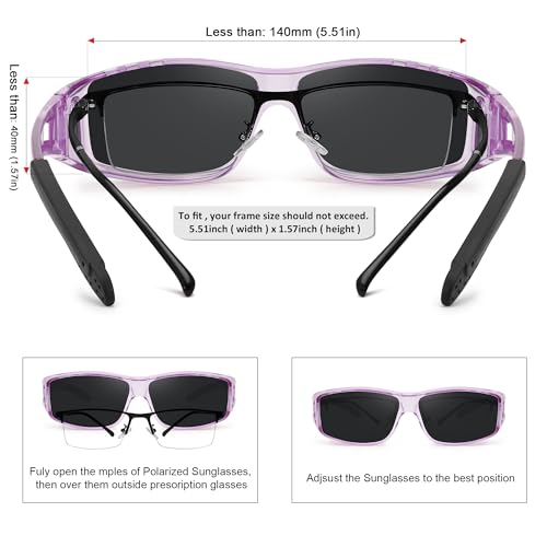 MEETSUN Fit Over Glasses Sunglasses for Men Women,Wrap Around Sunglasses Polarized UV400 Protection (Z1)-Clear Purple-Gray Lens - Image 4