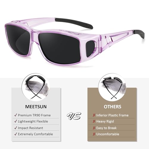 MEETSUN Fit Over Glasses Sunglasses for Men Women,Wrap Around Sunglasses Polarized UV400 Protection (Z1)-Clear Purple-Gray Lens - Image 5