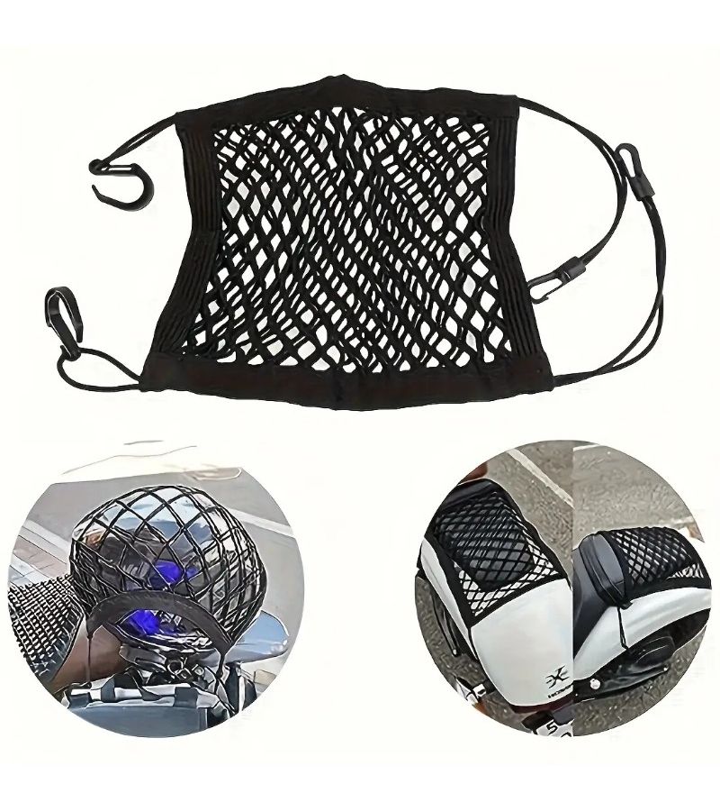 Motorcycle Cargo Net Black Luggage Helmet Organizer Strap Rack Extension Elastic Tie Down - Image 3