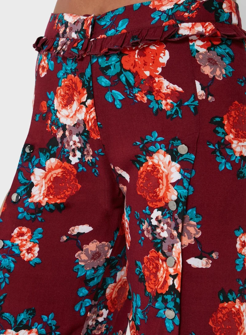 amina k Slit Detail Printed Pants