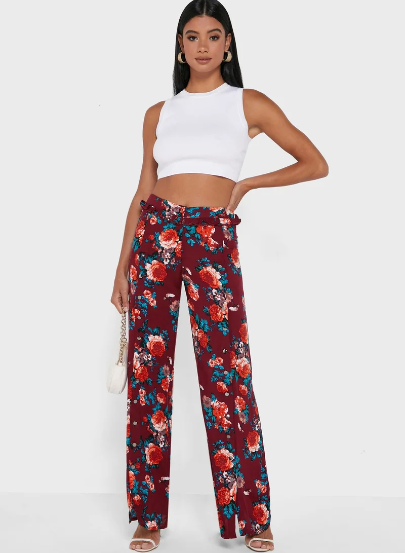 amina k Slit Detail Printed Pants